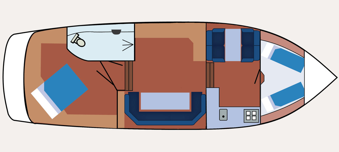 Plattegrond van motorboot Ilona