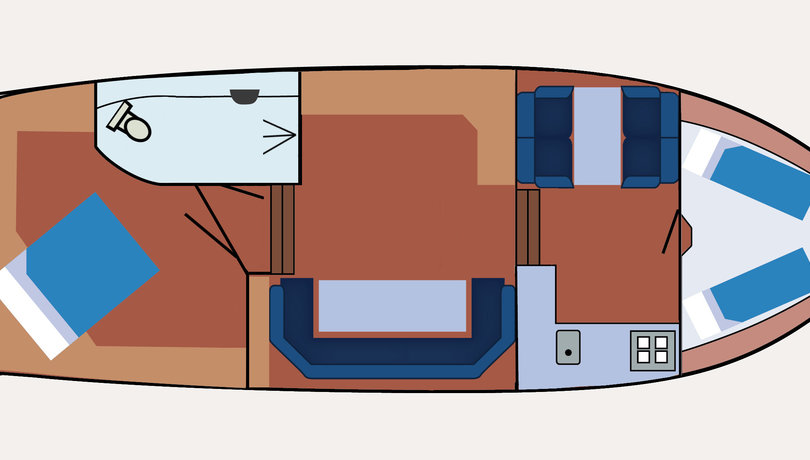 Plattegrond van motorboot Ilona